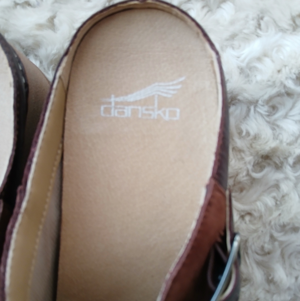 🏷 Dansko Women's CAIA Buckled Leather Wedge Clog Shoe - Picture 13 of 15